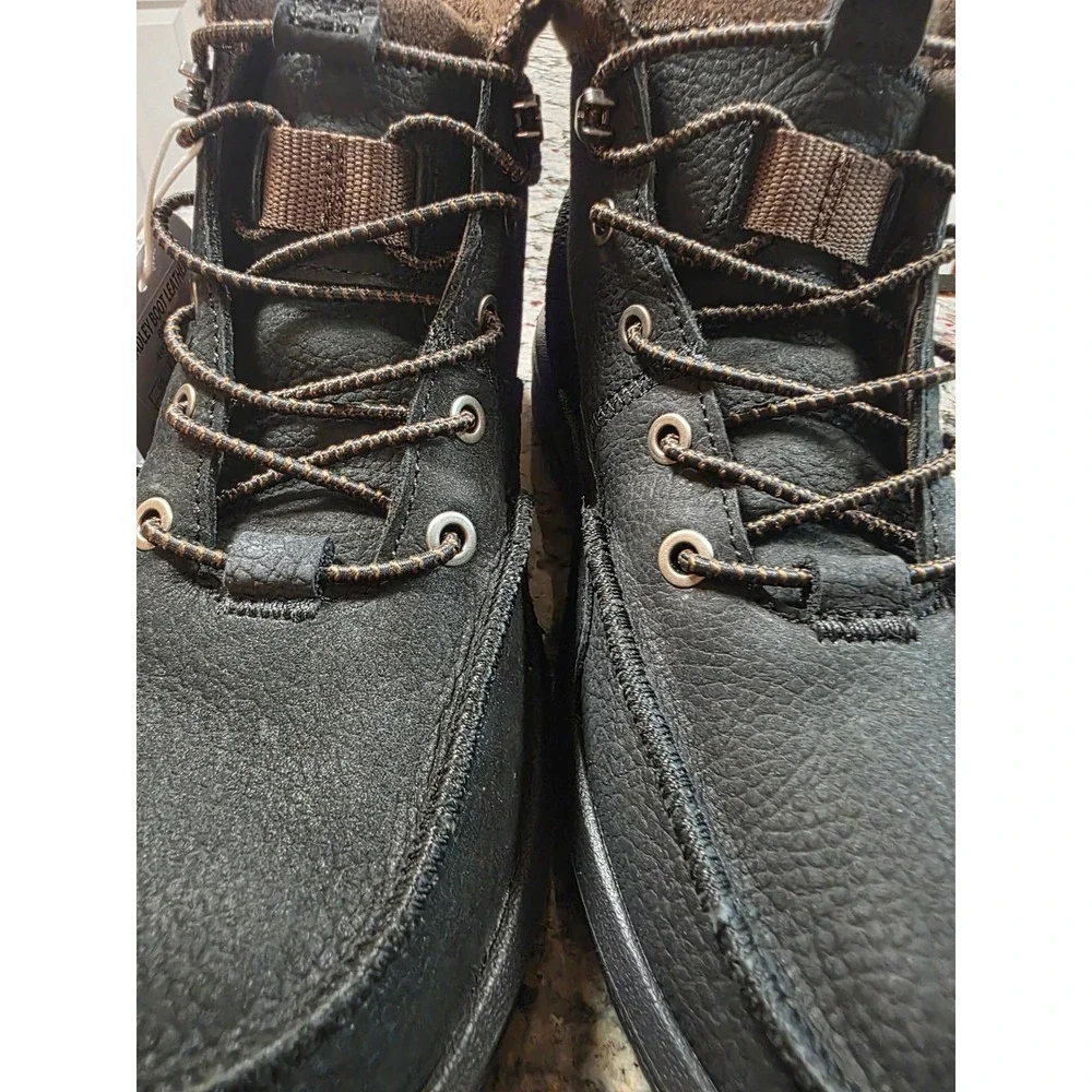Hey Dude Bradley Boot Leather Black Water Repellent Mens Size 5 40189-001